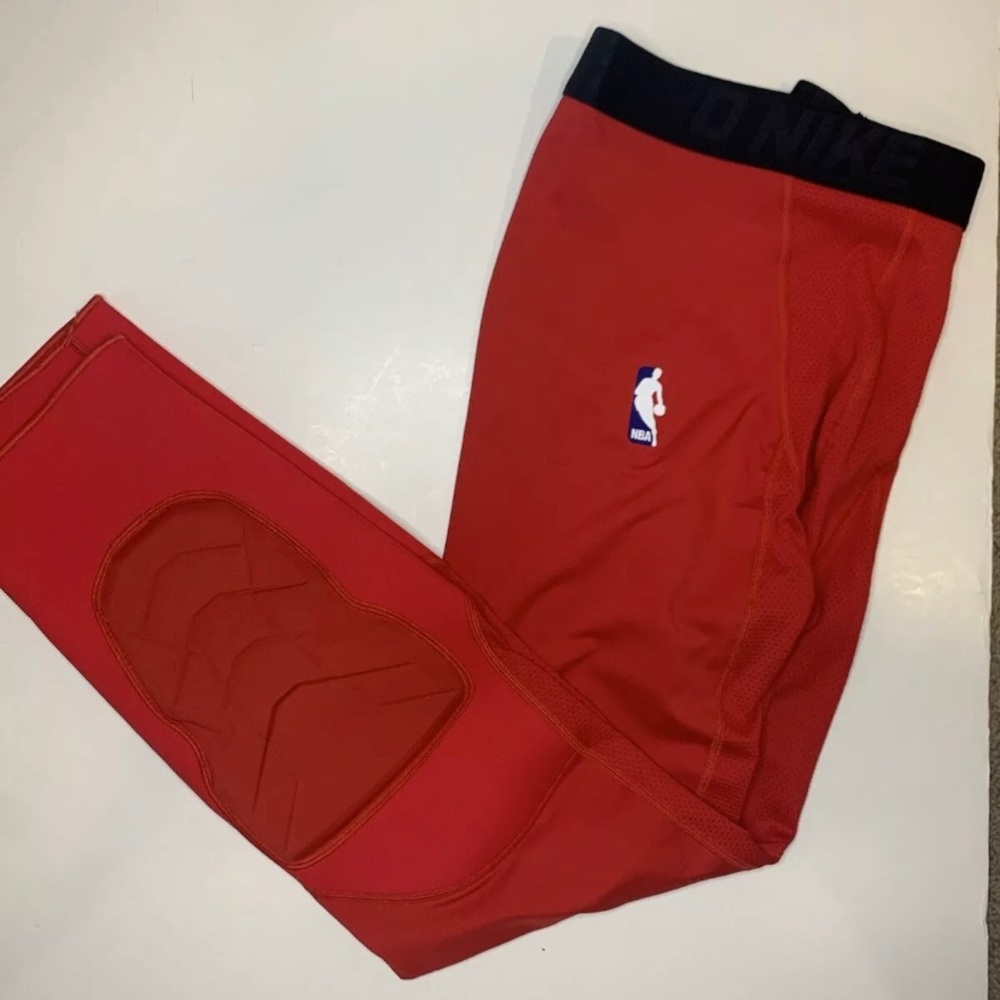 Nike NBA Pro Hyperstrong Padded Tights Pants 3/4 Red Player Issued XL-T Rockets